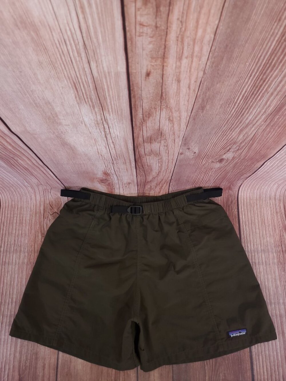 Vintage Patagonia River Shorts Mens Large Mesh Liner Olive Green Belted Swim